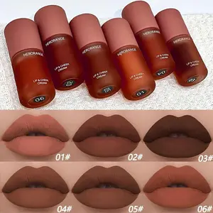HERORANGE 6-PC Velvet Matte Lip & Eye Stain Chocolate Nudes Waterproof Kiss-Proof Smudge-Proof Ultra Pigmented All-in-One Makeup Stick for Stage & Gift！