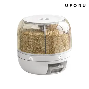 UFORU Moisture-Proof Airtight Grain Dispenser with lid, Multi-Grid Large Capacity Grain Storage,Container Perfect for Rice, Grains, Cereals, Flour, Pet Food & Mini Candies,kitchen organization,food storage containe,food storage container#SummerWins