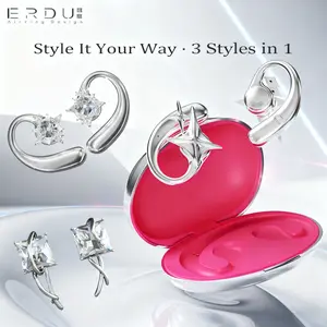 ERDU Air Note Open-Ear Bluetooth Earbuds with 3-in-1 Ear-Cuff Jewelry Design, Swapable Decorative Charms, 30H Battery Life & All-Day Comfort. Perfect Christmas Gift, Stocking Stuffer & Holiday Fashion Accessory.