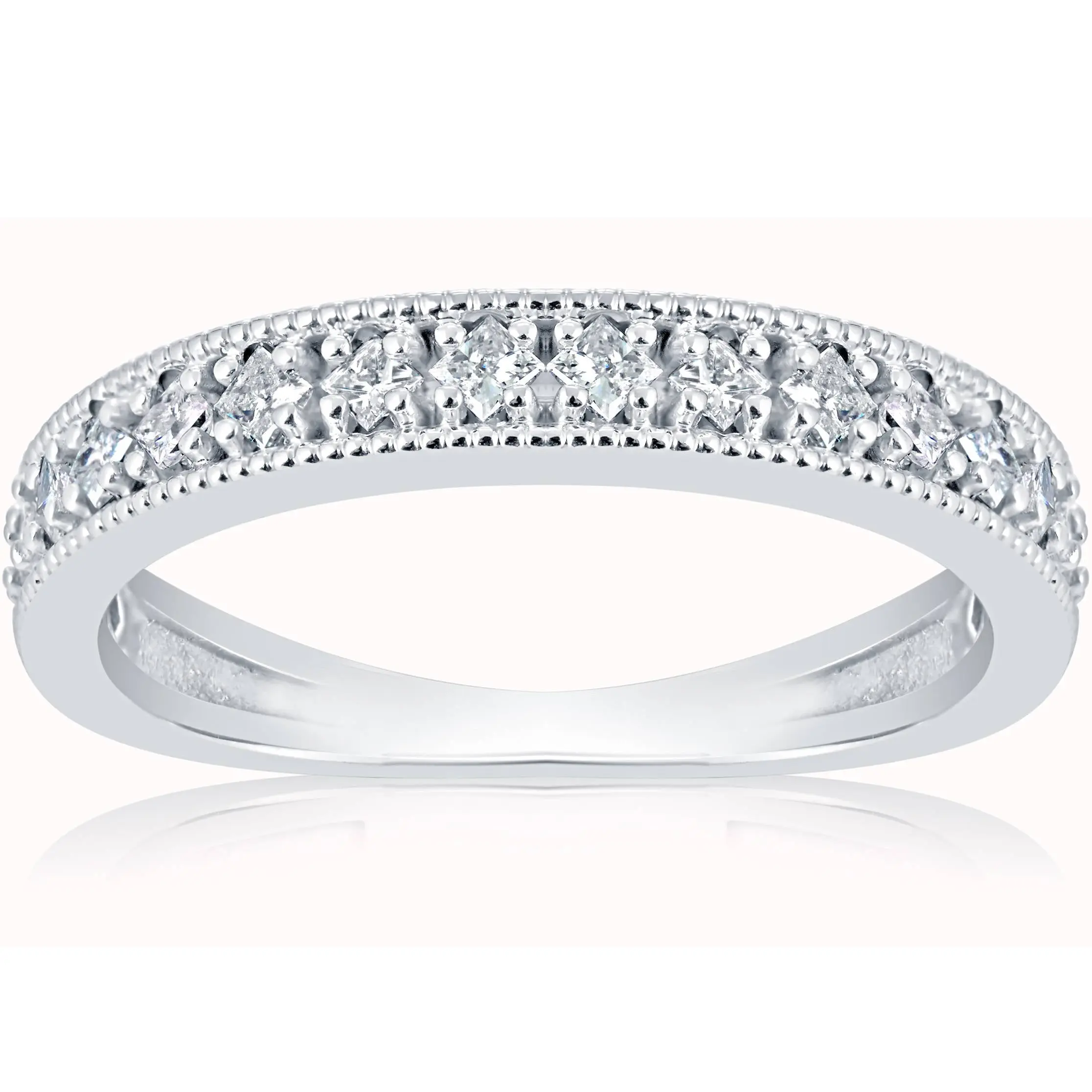 1/3ct Princess Cut Diamond Wedding Ring White Gold