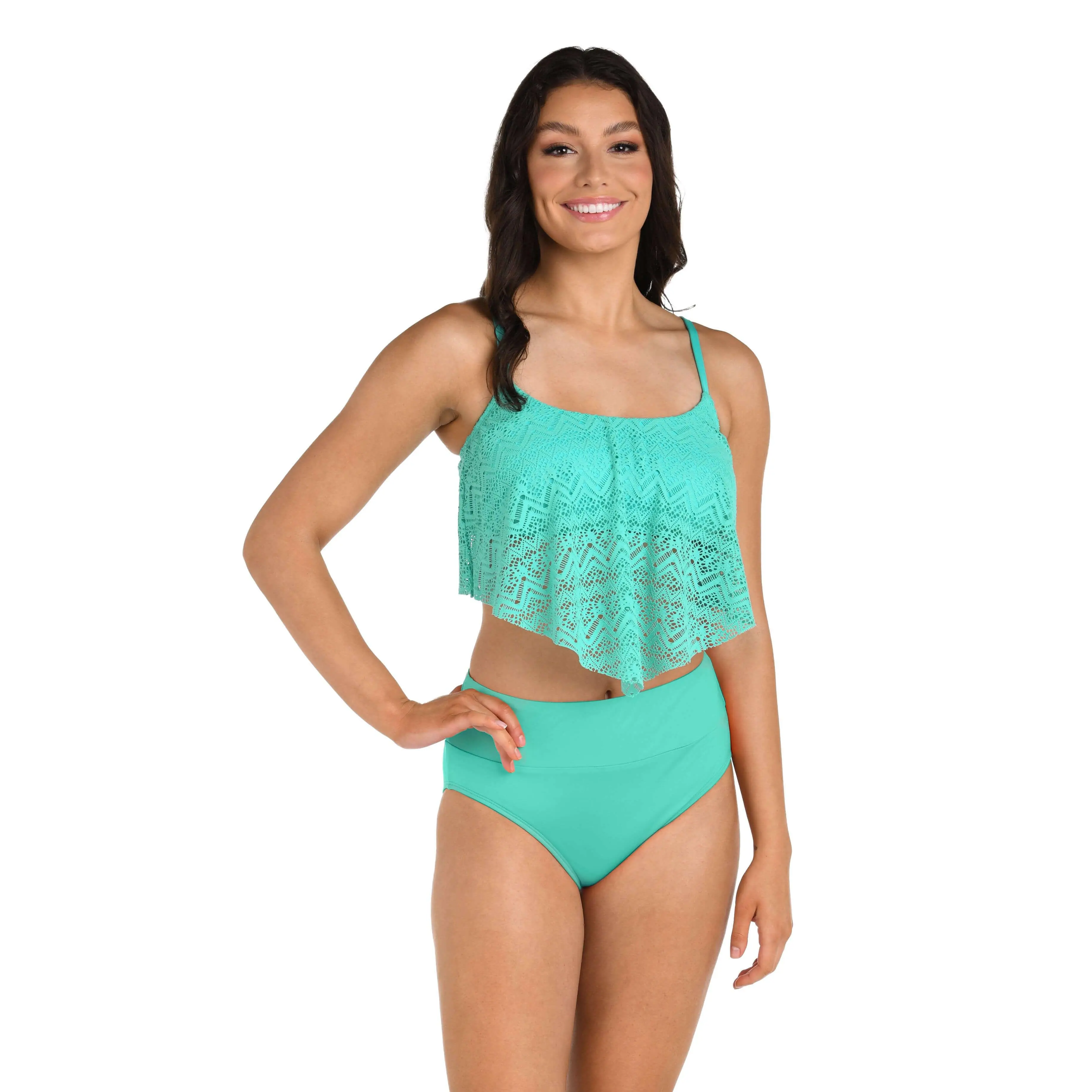 24th & Ocean Cecily Crochet Handkerchief Flounce Midkini Top - FINAL SALE