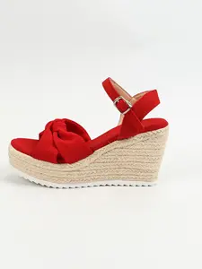 Women's Bowknot Eva Wedge Sandals, Bohemian Thick Sole Platform Summer Wedge Shoes, Adjustable Anklet Design, Sexy Style, Less Than Ankle Height