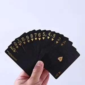 Waterproof Black Playing Cards With Golden Spade Design - Durable Plastic Playing Cards, Packed In A Protective Box, Perfect For Parties, Halloween, Thanksgiving, And Christmas Gifts, Poker Night
