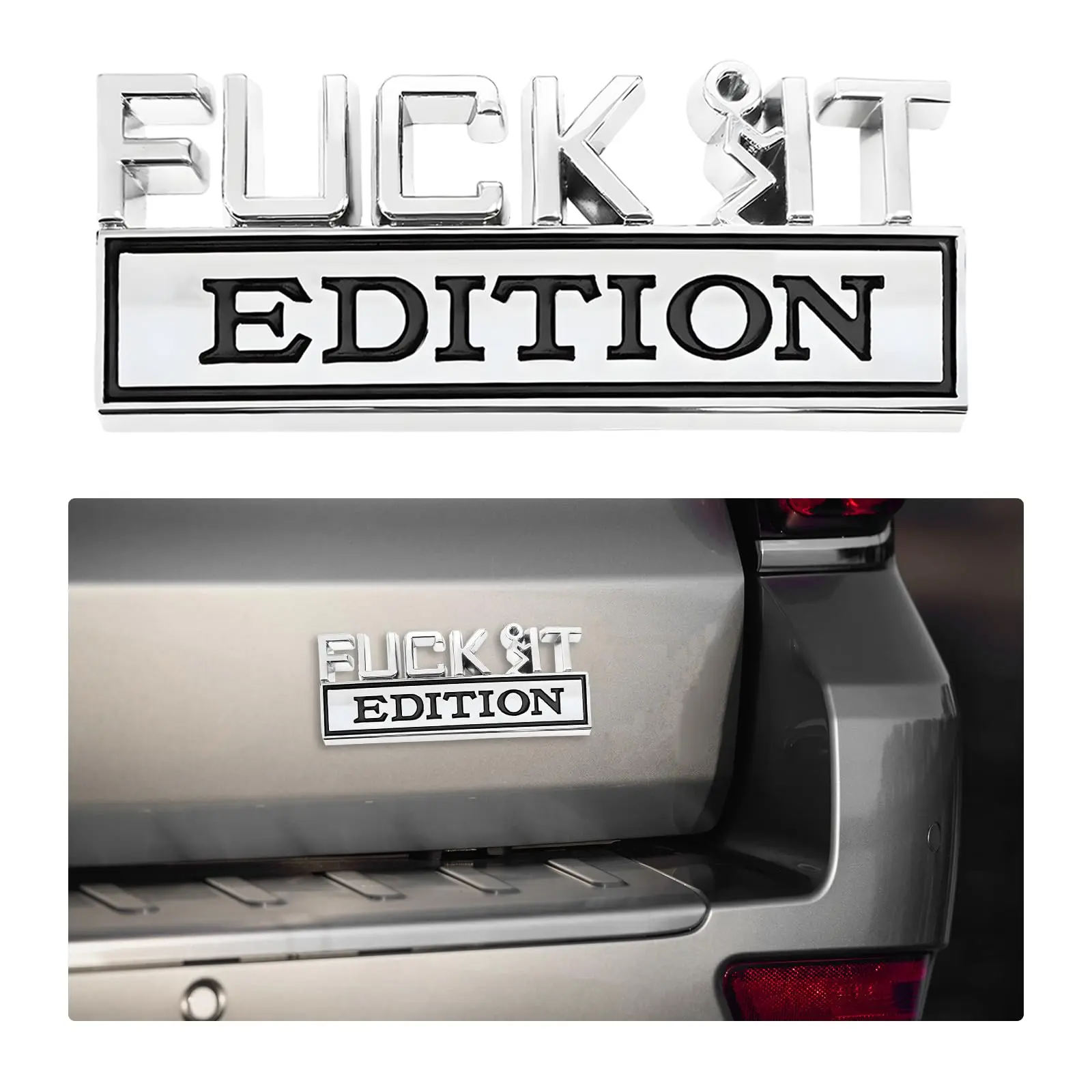 3D Zinc Alloy Car Emblem Badge, Funny Edition Car Sticker, Self-Adhesive Decorative Vehicle Exterior Decal, Weatherproof Auto Trunk Fender Decor, Universal for Truck SUV Sedan