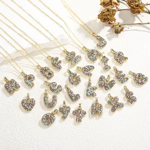 Initial Letter Necklace Micro Zirconia 26 Alphabet Pendant Necklace Dazzing Sparkle Fashion Design Best gift for women/girlfriend/wife Black Friday