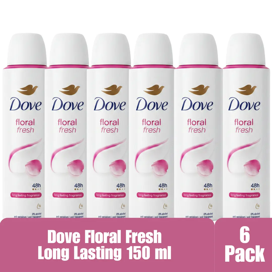 Dove Floral Fresh Antiperspirant Deodorant Spray, 48-Hour Protection, Alcohol-Free, 150ml (6-Pack)