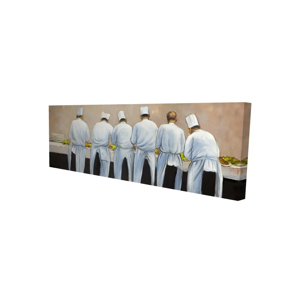 360 Stand 20x60 in. Contemporary Kitchen Wall Photo Print - Cooks & Chefs Collaborative Artwork, Home Decor, Decoration, Ideal Gift for Home Supplies Enthusiasts, Artistic, Chefs Working Together, Food Themed Wall Arts