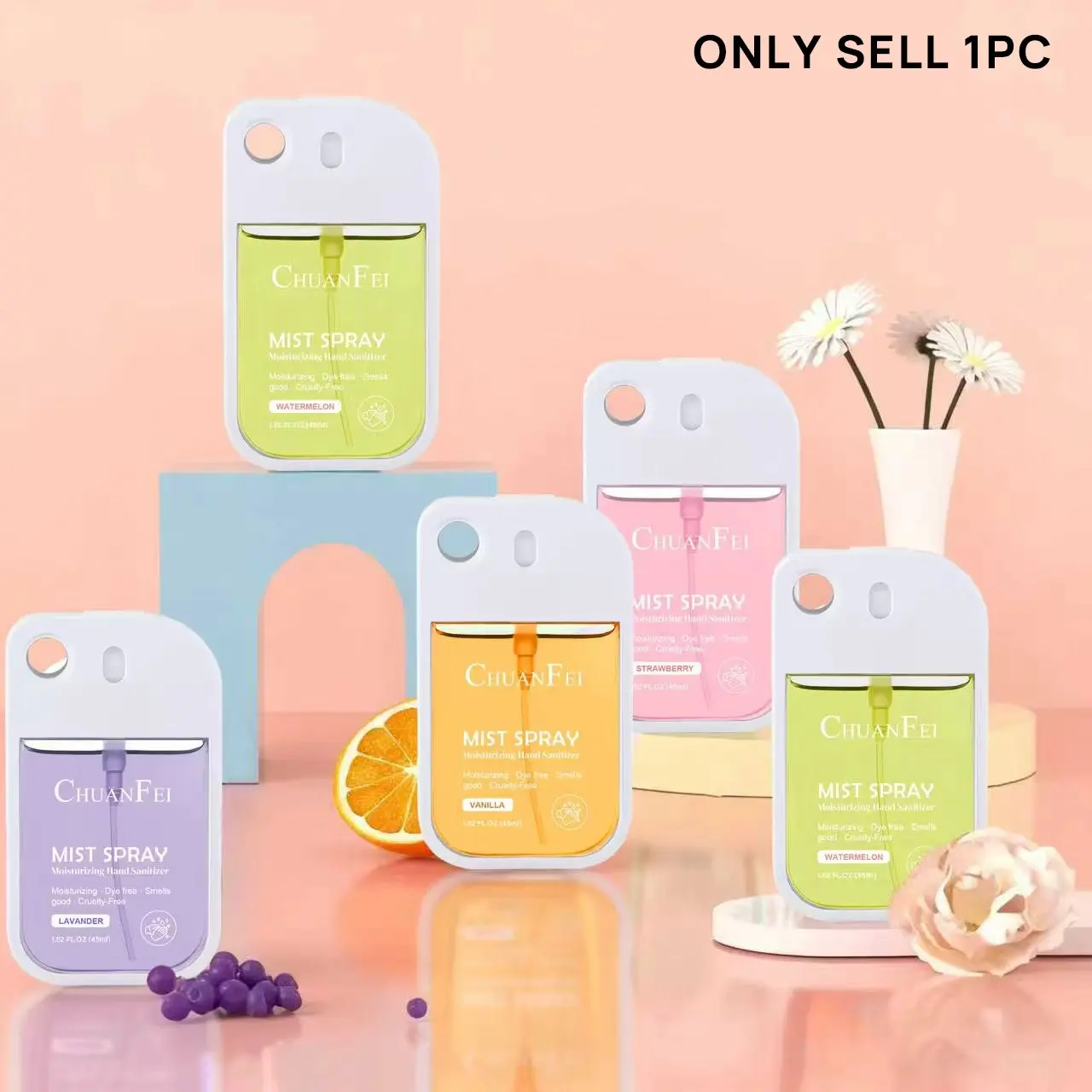 Moisturizing Hydrating Hand Sanitizer Spray with Scent, Cute and Portable, Cleans and Moisturizes Hands, Perfect Gift, Travel Size, Car Pocket Bag