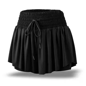 2-in-1 High Waisted Skorts for Women with Pockets - Flowy Athletic Shorts for Golf & Tennis, Yoga Running Shorts, Spandex Elastic Waist with Drawstring, Cute Summer Lounge Outfit