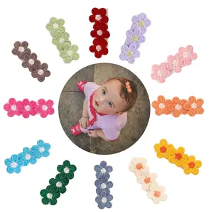 Baby Hair Clips -12Pcs Tiny Hair Barrettes for Baby Girls Fully Lined Wrapped by Soft Fabric Cloth Flower Hair Clips for Toddlers Girls Infants Kids Hearuers