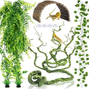 Bearded Dragon Tank Accessories, Terrarium Hanging  Vines Artificial Leaves Reptile , Bridge Jungle Climber Reptile Vines for Snakes Bearded Dragon Chameleon Gecko Lizard