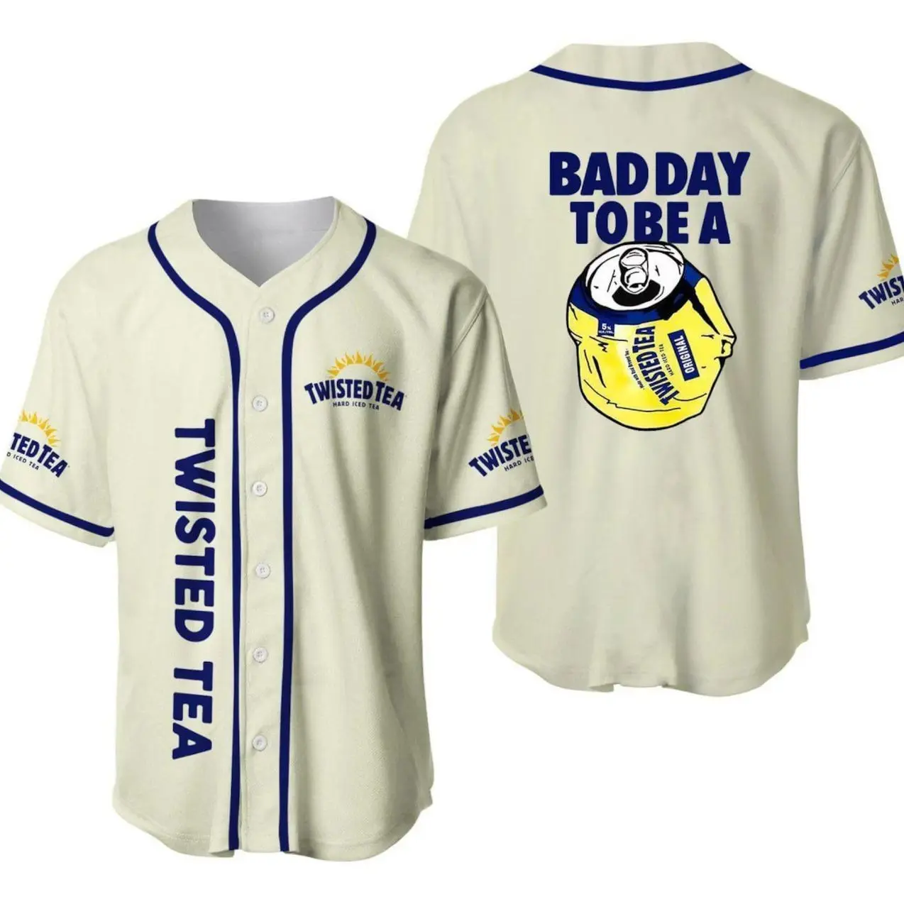 Unisex Polyester Breathable Short-Sleeve Twisted Tea Inspired Baseball/Softball Jersey Shirt, Hard Iced Tea Limited Edition Sport Apparel Gift