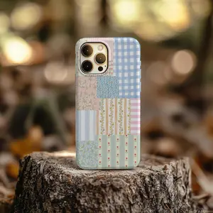 Pastel Plaid Patchwork Phone Case | Floral Collage Aesthetic Case Cover