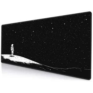 Space Theme Mousepad, Astronaut Pattern Premium Multipurpose Desk Mat with Non-slip Washable Rubber Base, Thick Comfortable Mat for Laptops, Keyboards