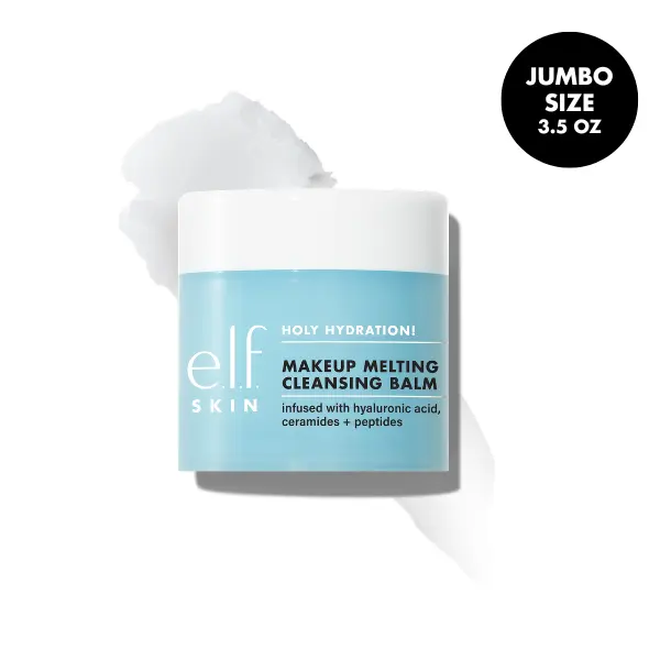 e.l.f. JUMBO Holy Hydration! Makeup Melting Cleansing Balm for All Skin Types, Hydrating Makeup Remover w/ Hyaluronic Acid, Ceramides, Peptides  3.5 oz /100 G