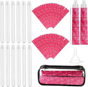 39 count  Tampon Flasks Set for Women Includes 12 Reusable Plastic Flasks for Girls, 24 Self Adhesive Wrappers, 1 funnel,1 Clear Box, Flasks for Cruise Event, Concert, Outdoor