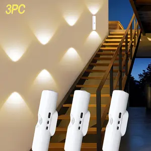 3PCS Wall-Mounted Cat Eye LED Lamp – Motion Sensor Design, USB Charging, Adjustable 3-Color Light for Closet, Bedroom, Living Room