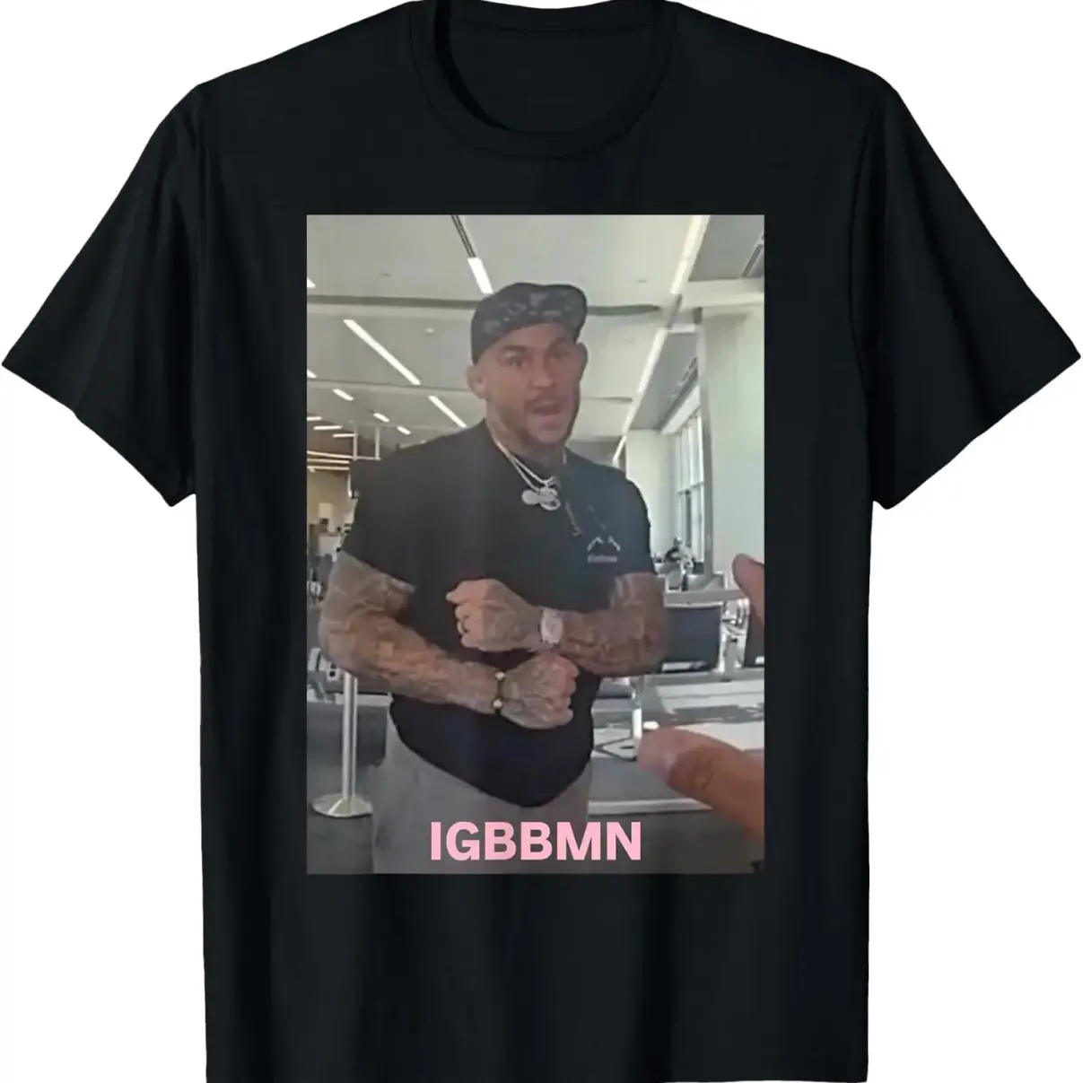 Premium 100% Cotton Unisex Urban Meme Graphic Tee | Heavyweight Retro Hip Hop Character T-Shirt | Classic Pink Lettering Crewneck Short Sleeve, Loose Fit Men Women Casual Daily Black Top gym apparel