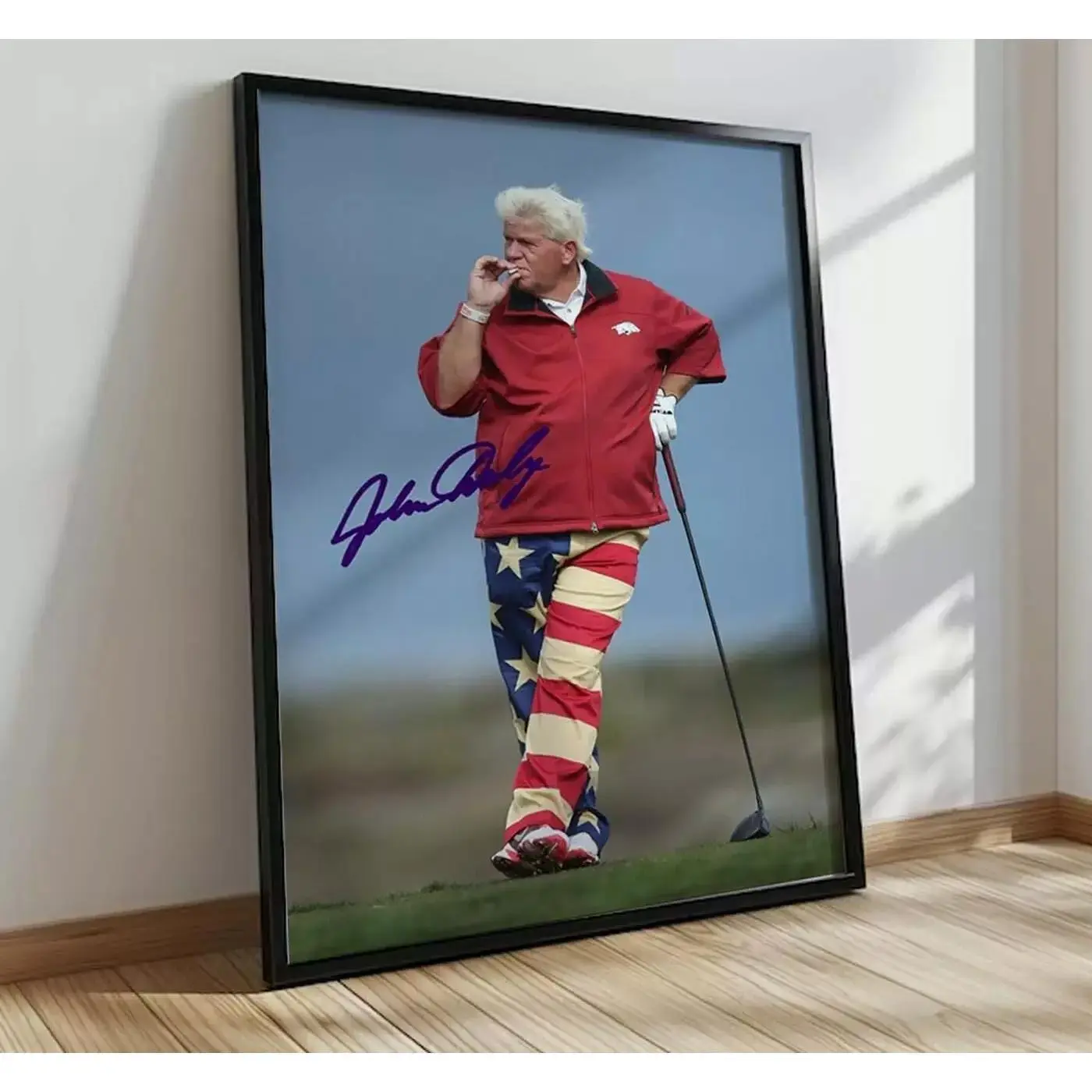 John Daly PGA Autographed Rustic Rust Unframed Golf Paper Poster - 11x17,12x18,16x24,24x24,27x40,30x30 Prints, Men's Room & Man Cave Decor, Dorm Room Accessories, Wall Art, Home Supplies (Shipped in a Tube)