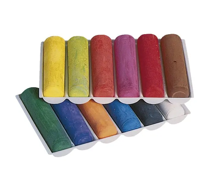 Prang 001440 Non-Toxic Extra-Large Assorted Chalk Set - 12-Piece, Kindergarten School Supplies for Children with Bright Colors