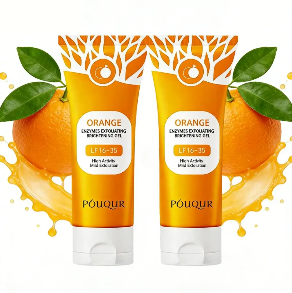 Orange Exfoliating Gel, Gentle Facial and Body Scrub for Deep Cleansing and Pore Control, Cosmetic Cleanser for All Skin Types for Adults, Exfoliating Solution Gel, Oily Skin, Radiant Skin