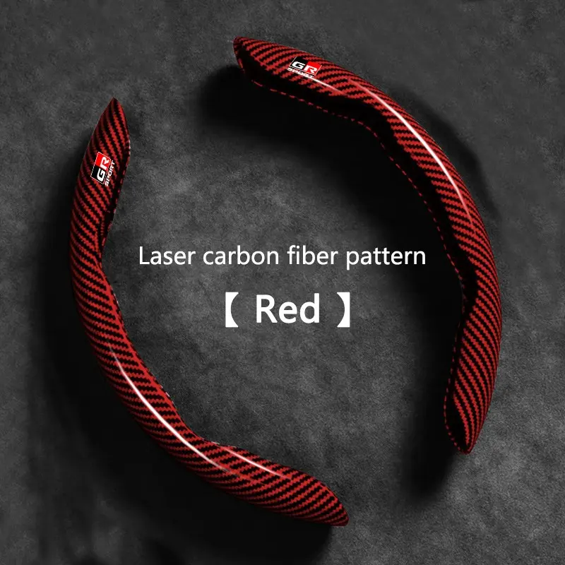2pcs Carbon fiber Car Steering Wheel Cover Anti-slip Protection Cushion For Toyota GR Sport Gazoo Racing RAV4 Mirai Copen Hilux Car Interior Car Accessories