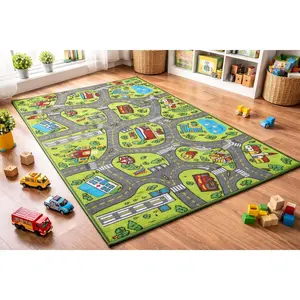 Kids Carpet Playmat Rug City Life Great for Playing with Cars and Toys Educational Road Traffic Play Mat for Kids Baby Children Safe Play Area for Bedroom Play Room