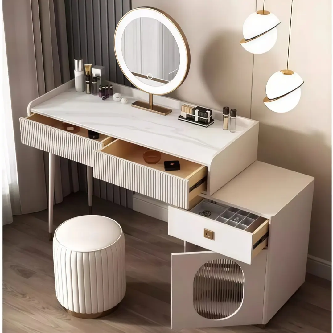 Light luxury round leather footstool, large capacity storage, shoe changing stool for living room and bedroom, Foot Rest Stools, Footstool With Storage