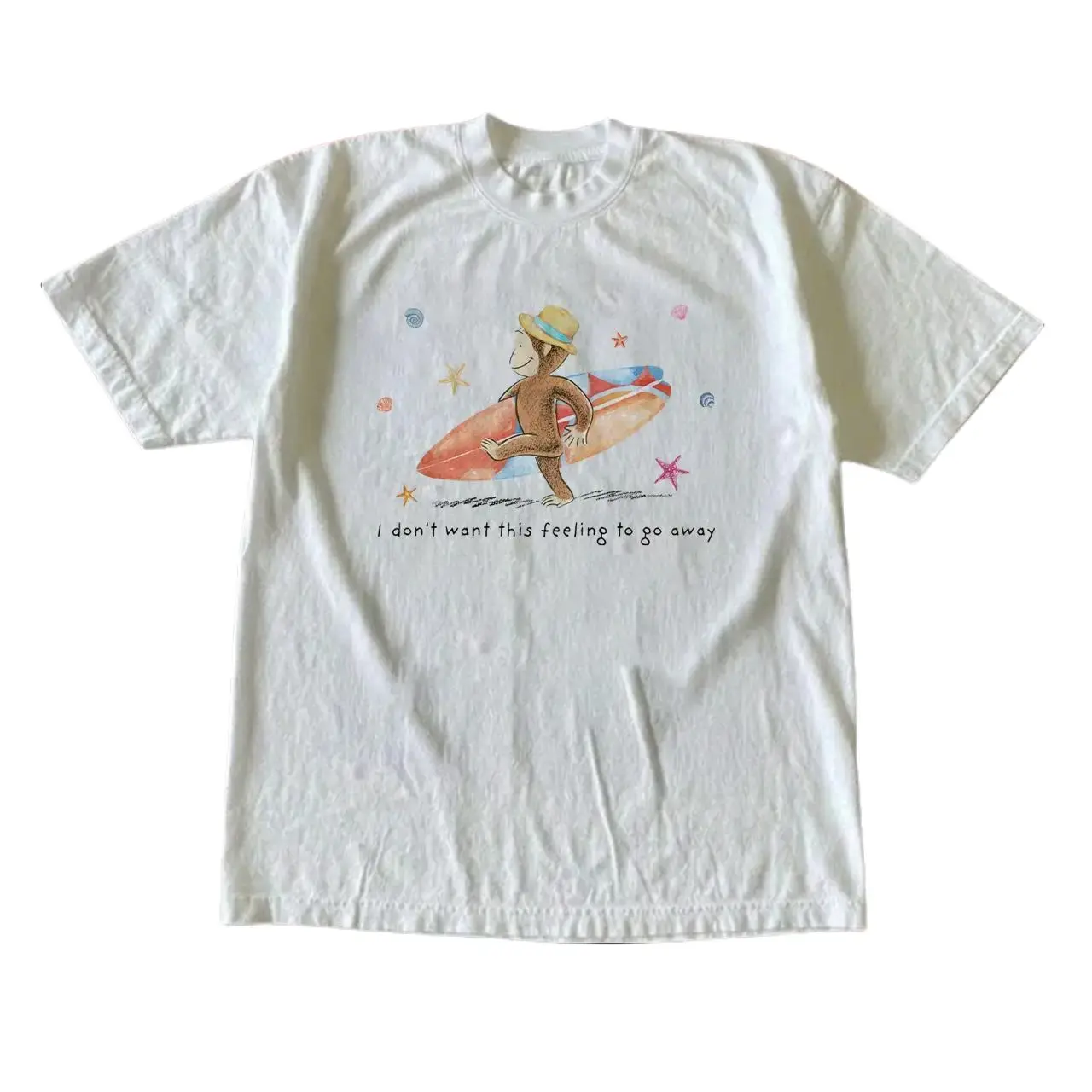 Vintage Curious George Monkey T-Shirt, Cute 90s Nostalgia Inspo Quote Graphic Tee, Aesthetic Wholesome Travel Gift Shirt, Gildan Unisex Comfort Fit d3