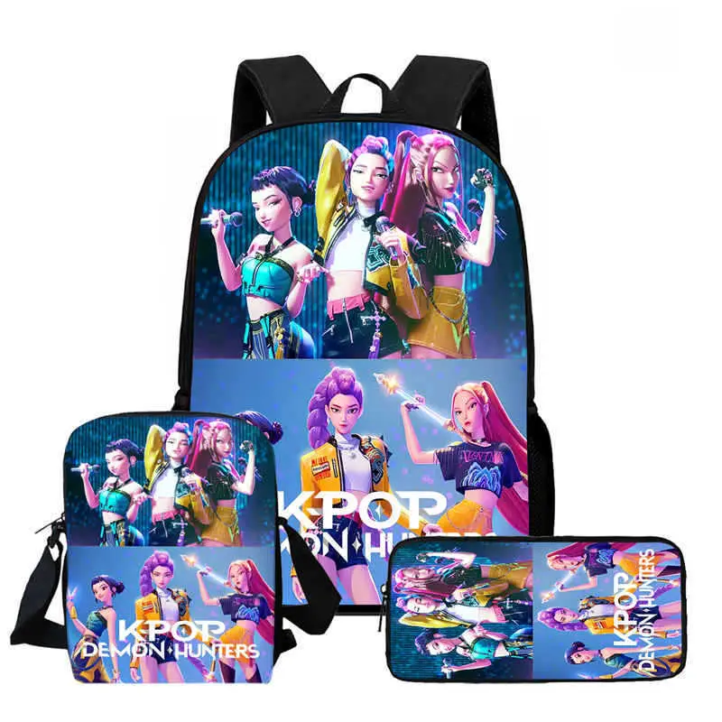 KPop Demon Hunters Stylish School Backpack with Adjustable Shoulder Straps