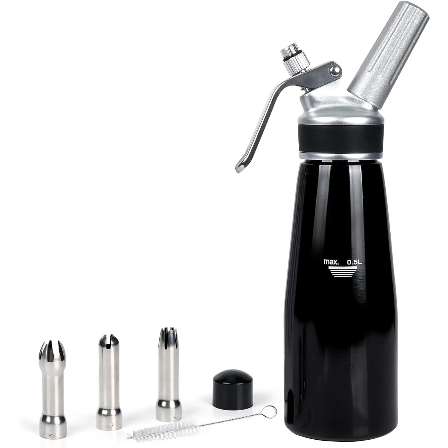 Whipped Cream Dispenser 500ml Cream Whipper With Sturdy   And ,Cream Maker with 3 Decorating Nozzles,Leak Resistant,Use Standard 8 Gram N2O Chargers (Not Included)