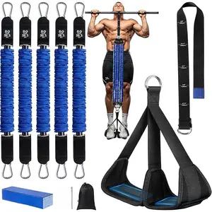 Pull Up Assistance Bands with Foot Support Pedal - 320LBS /400LBS Heavy Duty Resistance Bands Adjustable Weight/Height with 80Lbs Bands&Measured Strap for Strength Training Home Gym