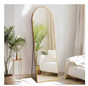 CONCETTA 59"x16" Arched Full Length Mirror, Full Body Standing Mirror Floor Mirrors, Gold