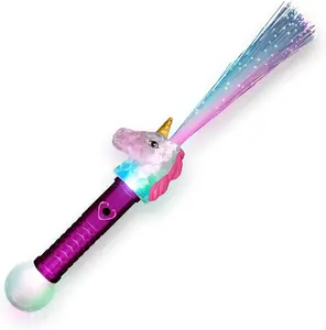 FlashingBlinkyLights Light Up Unicorn Wand with Color Changing Fiber Optic LED Lights Magic Wand for Girls