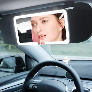 LED Vanity Mirror with Touchscreen, Adjustable Brightness, 3 Lighting Modes, Rechargeable Lithium Battery, Perfect for Car, Truck, SUV - Wall-Mounted, Coastal Theme, Varnished Finish, Unscented, Car Accessory | Modern Vanity Mirror | Touchscreen Mirror