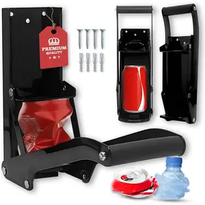 Wall Mounted Heavy Duty Can Crusher for Recycling Smashes 12-16 Oz Aluminum Seltzer Plastic Bottles Built-in Bottle Opener Easy Installation for Home Garage