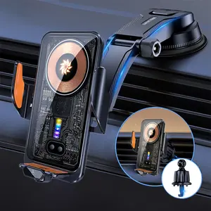 15W Wireless + 66W Magnetic Car Charging Bracket-Dual Fast-Charging Modes (15W Steady, 66W Rapid), Easy Air Outlet/Center Console Installation (No Tools), Universal for iPhone 16/15-11/Xs/Pro Max & Samsung S24-S21 (Qi-Enabled Phones), Secure Magnetic Hold
