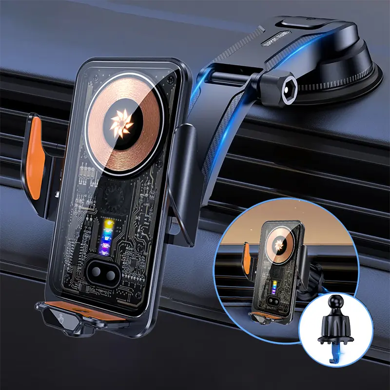 15W Wireless + 66W Magnetic Car Charging Bracket-Dual Fast-Charging Modes (15W Steady, 66W Rapid), Easy Air Outlet/Center Console Installation (No Tools), Universal for iPhone 16/15-11/Xs/Pro Max & Samsung S24-S21 (Qi-Enabled Phones), Secure Magnetic Hold
