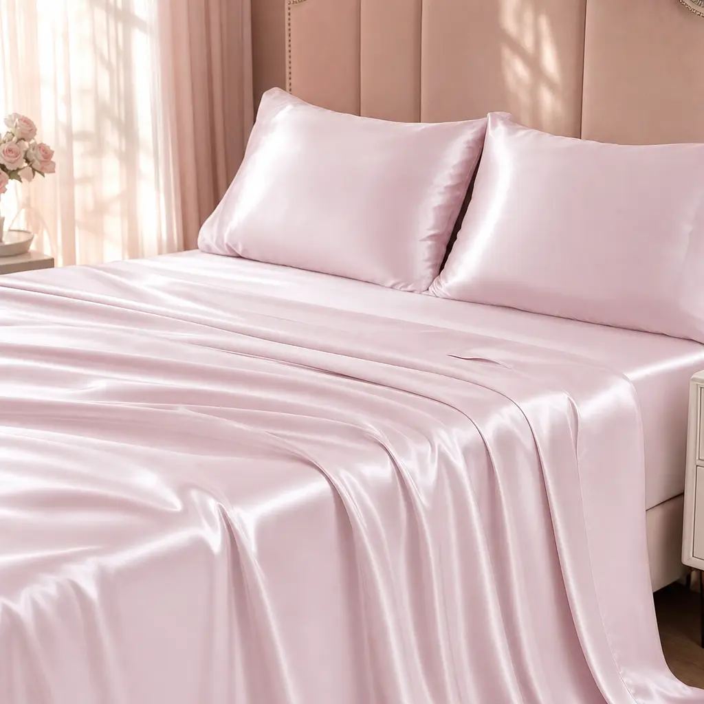 Sasttie Satin Sheets Queen Size - 4 Pieces Luxury Soft Black Silky Bed Sheets Set with Pillowcases - Smooth Silk-Like Satin Fabric, Reinforced 14 Inches Pocket, Oeko-Tex Certified