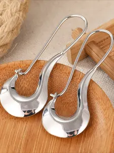 A Pair of Classic and Simple Style Creative Silvery Hoop Earrings, Daily Casual Party Jewelry Accessories, Perfect Gifts for Women