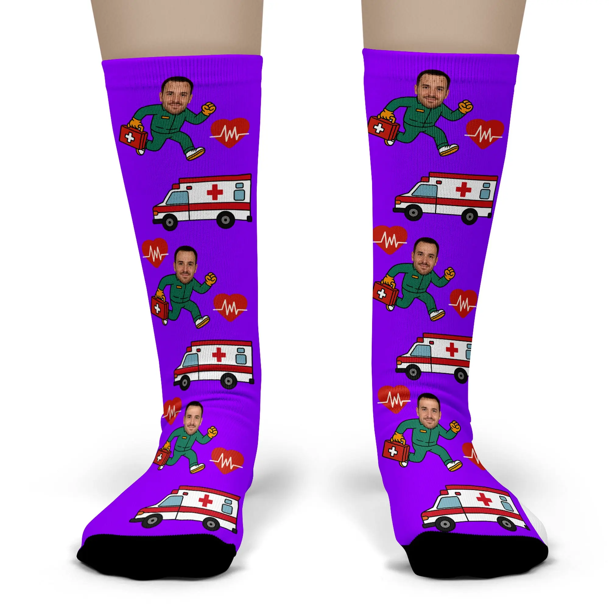 Custom Ambulance Driver Socks – Personalized EMT & Paramedic Photo Gift