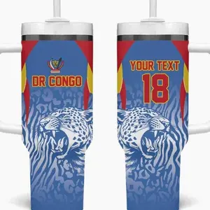 [ FAST SHIP 5Days]  DR Congo Football 2026 Tumbler With Handle Leopard Power Fan Style LT18