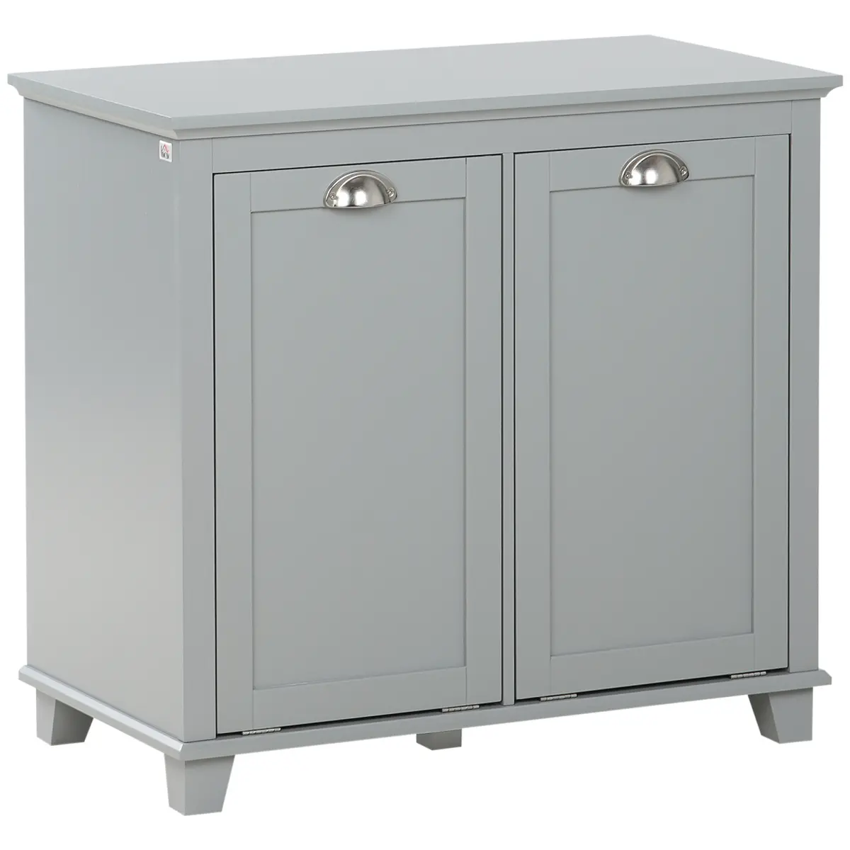 Tilt-Out Laundry Sorter Cabinet, Bathroom Storage Organizer with Two-Compartment Tilt-Out Hamper, Gray