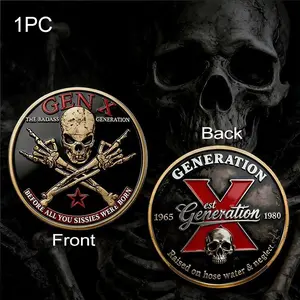 Generation X Skull Coin Collection, Vintage Punk Style Challenge Coin, Perfect Gift for Friends, Daily Use Collectible Item
