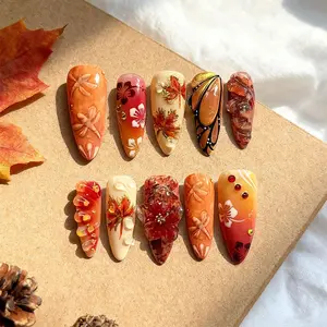 New Almond Shape Long Nail Art Press-On Nails, Glossy Finish, Multi-Pack, Perfect for Girls & Women, Ideal for Parties & Dates