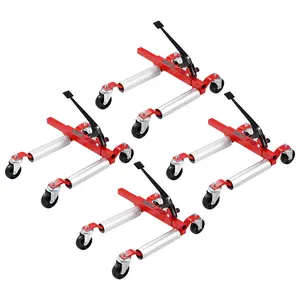 fathersdaygift VEVOR Wheel Dolly, Max Capacity 1500 Lbs Car Dolly, Car Jack Dolly Lifter with 360 Rotatable Wheels, Heavy Duty Vehicle Positioning Ratchet Tire Jack, for Vehicle Car Auto Repair Moving, Set of 4