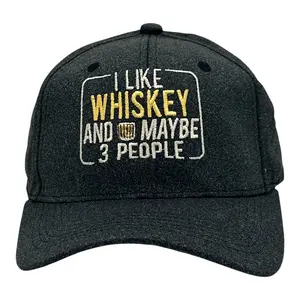 I Like Whiskey and Maybe 3 People Hat Funny Sarcastic Drinking Graphic Novelty Cap Funny Hats Drinking  Funny Introvert  Novelty Caps for Men Black - Standard