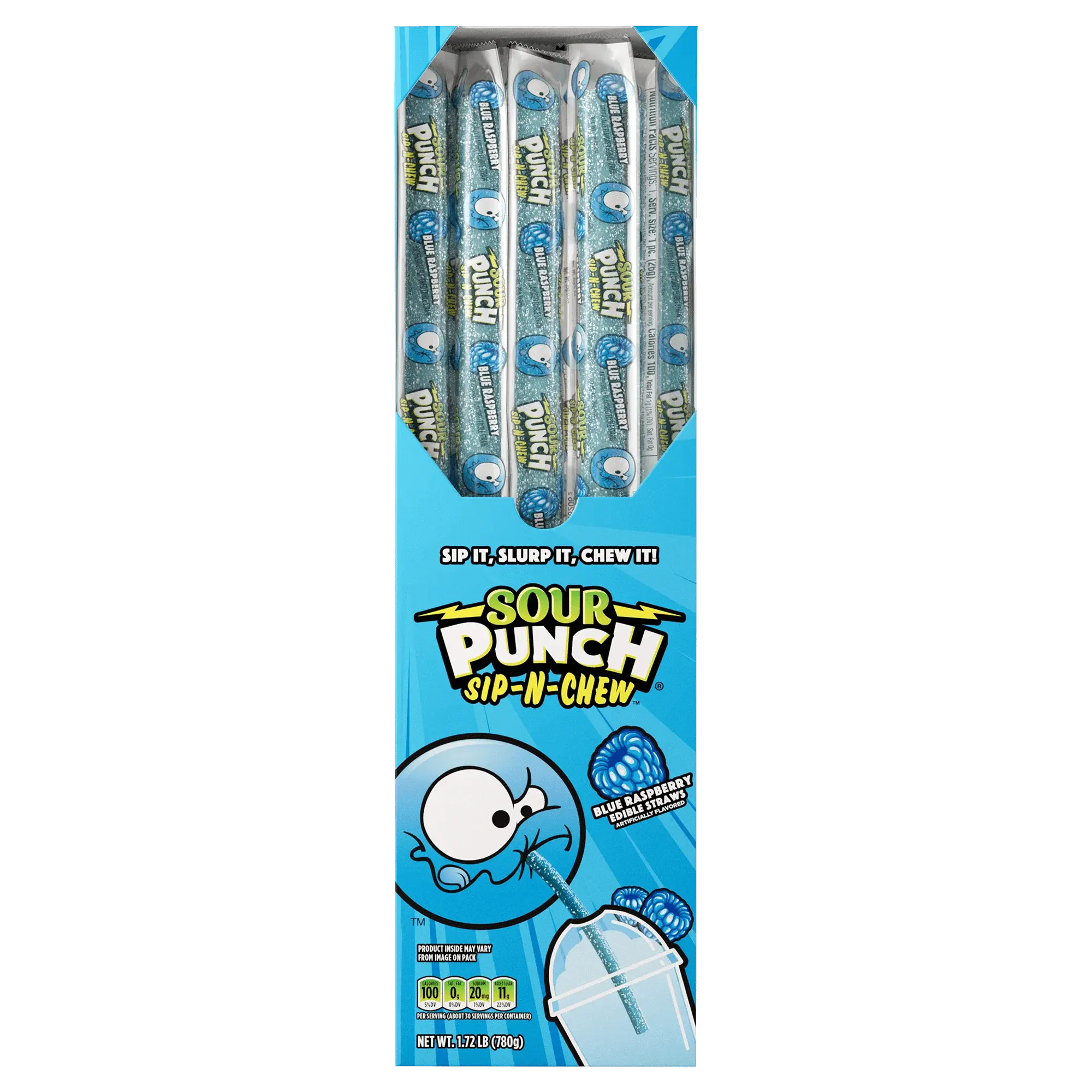 Sour Punch Blue Raspberry Sip-N-Chew Straws