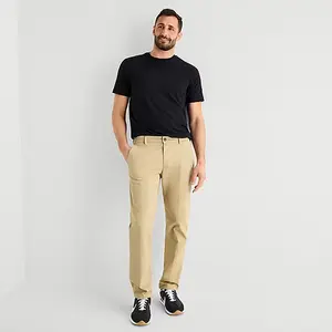 Mens Stretch Chino Pants Straight Fit Flat Front Casual Work Office Pants Twill Slacks
