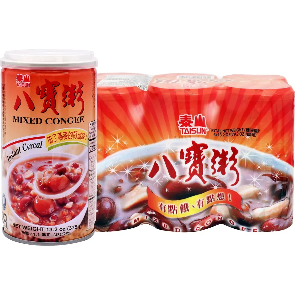 Taisun Asian Mixed Grains Congee, Traditional Chinese 6-Can (13.2oz Each) Pack, Hearty Nourishing Ready-to-Eat Meal for Breakfast, Snack, Six Cans